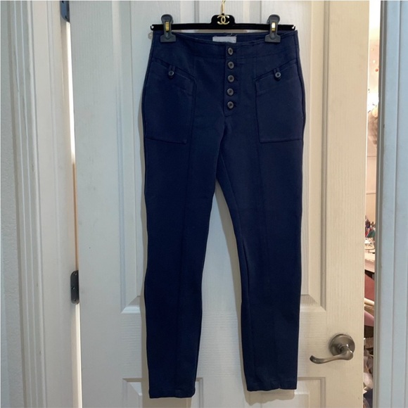 New by Anthropologie Bryson Tapered Pant Trouser Navy Blue Size 4 Office ANTHRO - Picture 7 of 10